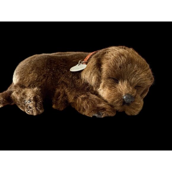 Realistic Breathing CHOCOLATE LAB PUPPY SLEEPING PLUSH Stuffed Toy Pet collect - Picture 2 of 15